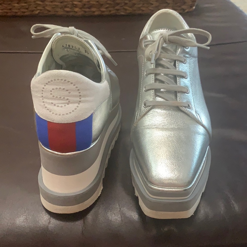 Stella McCartney Silver Sneakers with Red and Blue Accents